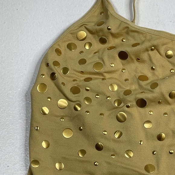 🚨 10 / $20 🚨 Body By Victoria Womens Size Medium Gold Studded Crop Tank Top - Picture 5 of 12